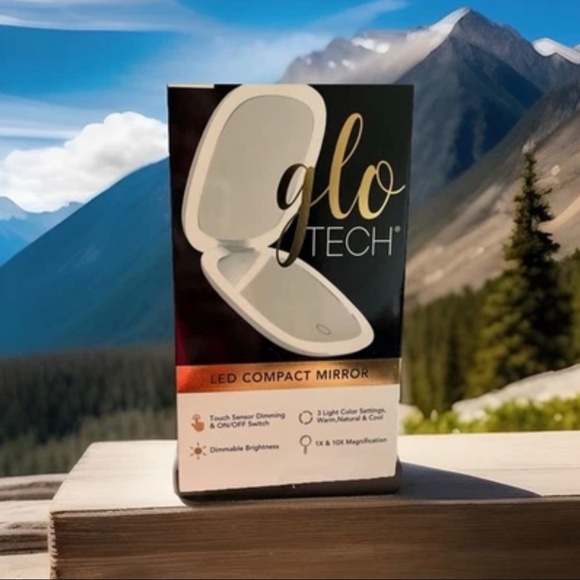 Glo Tech LED Compact Mirror USB & 10X MAG 3 Light Settings White + Onn Powerbank - Picture 6 of 13